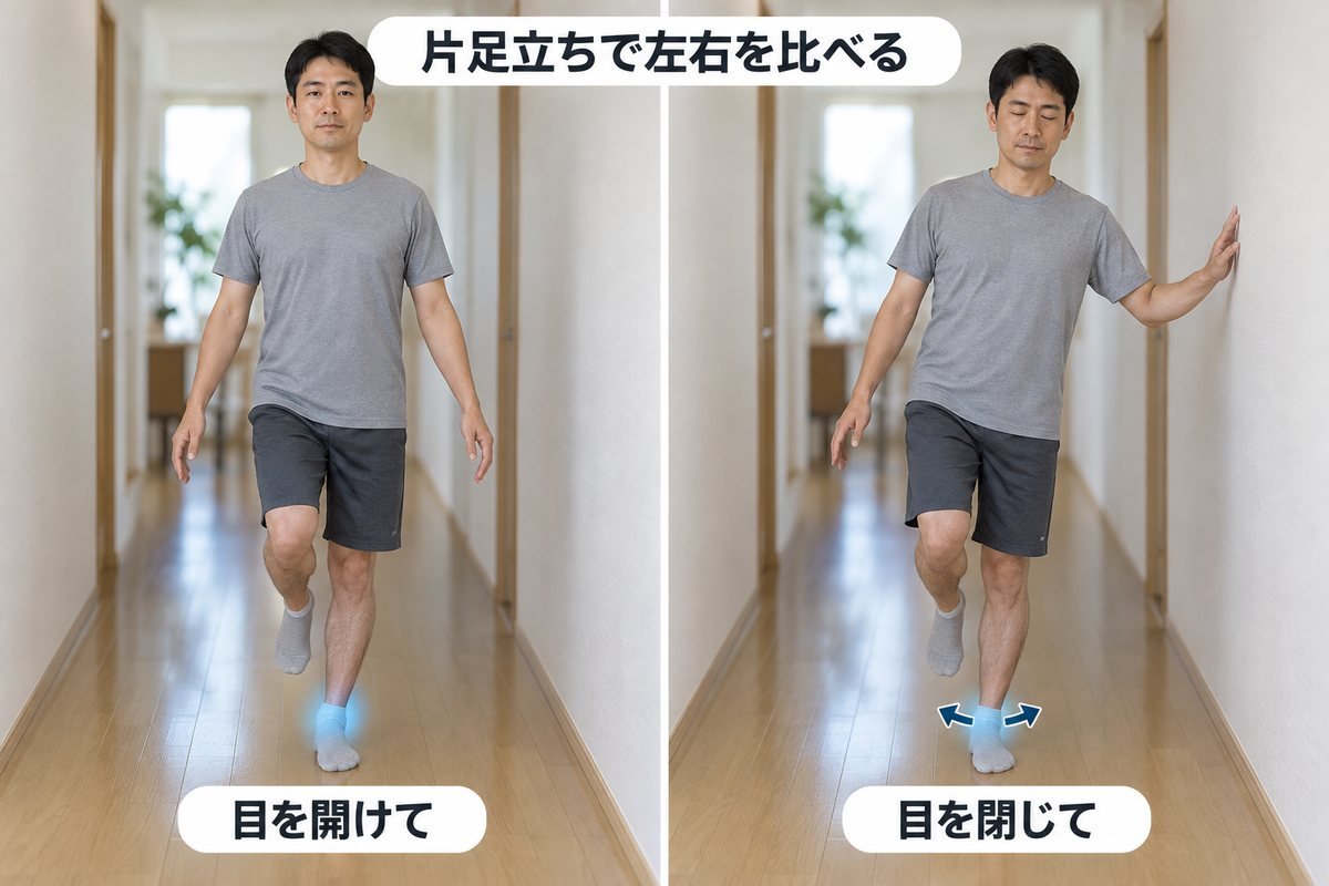 片足立ちのバランス確認