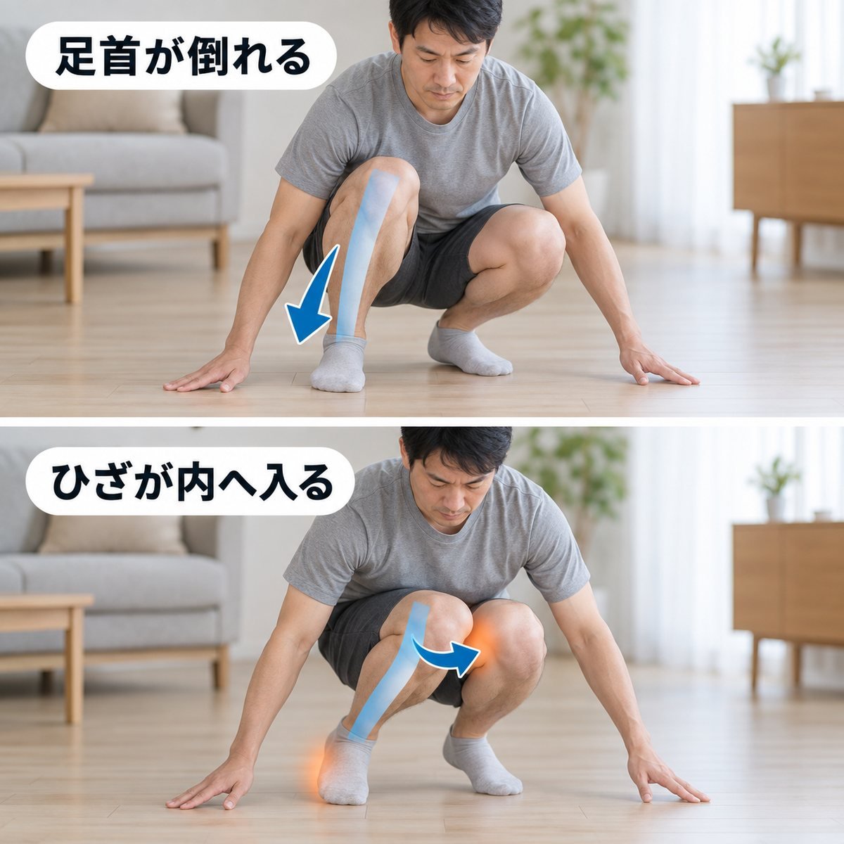 足首のねじれが痛みへつながるメカニズム図