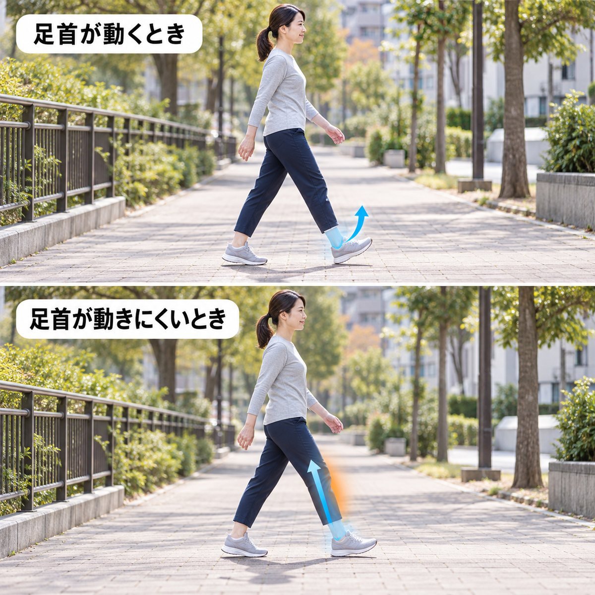 すねの外側に負担が集まるメカニズム図