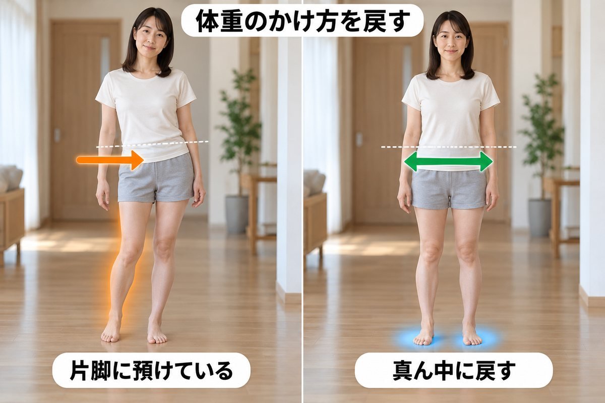 体重のかけ方を戻す
