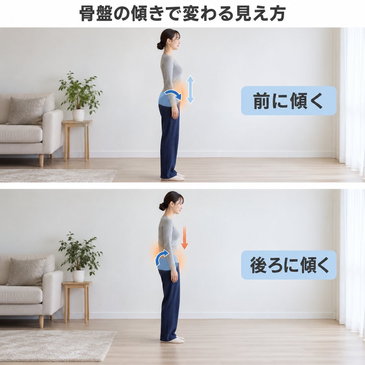 骨盤の傾きとお腹の見え方