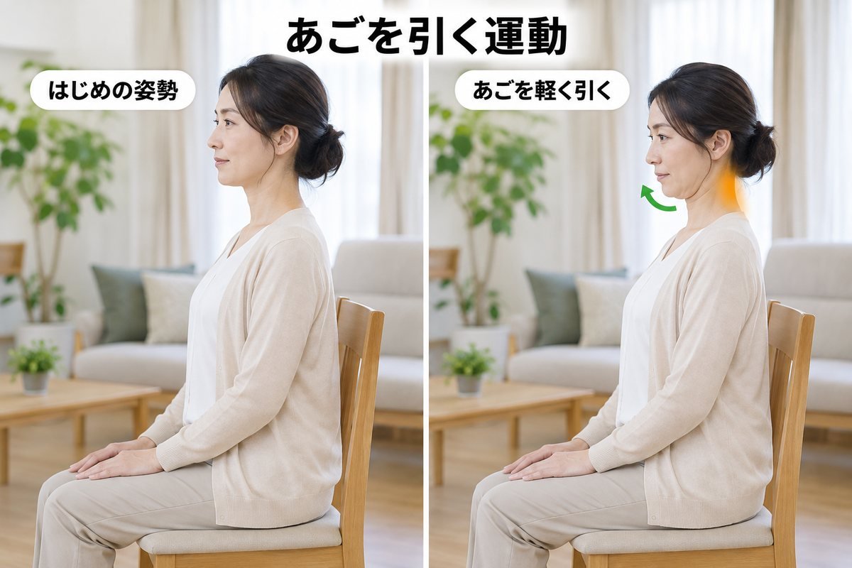 あごを引くうなずき運動