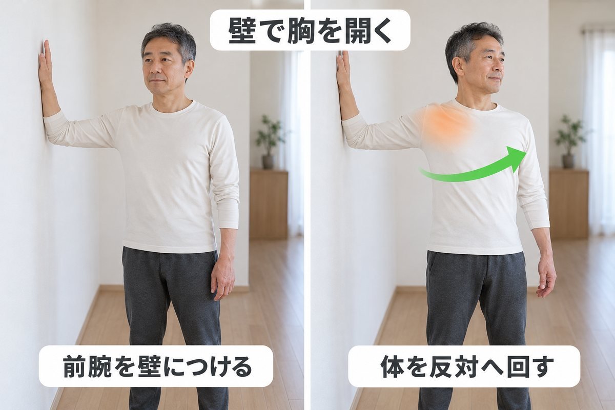 壁で胸を開くセルフケア