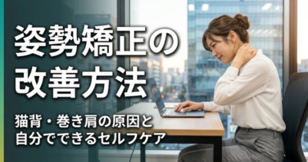 姿勢矯正の改善方法｜猫背・巻き肩の原因と自分でできるセルフケア｜こころ整体院 博多院