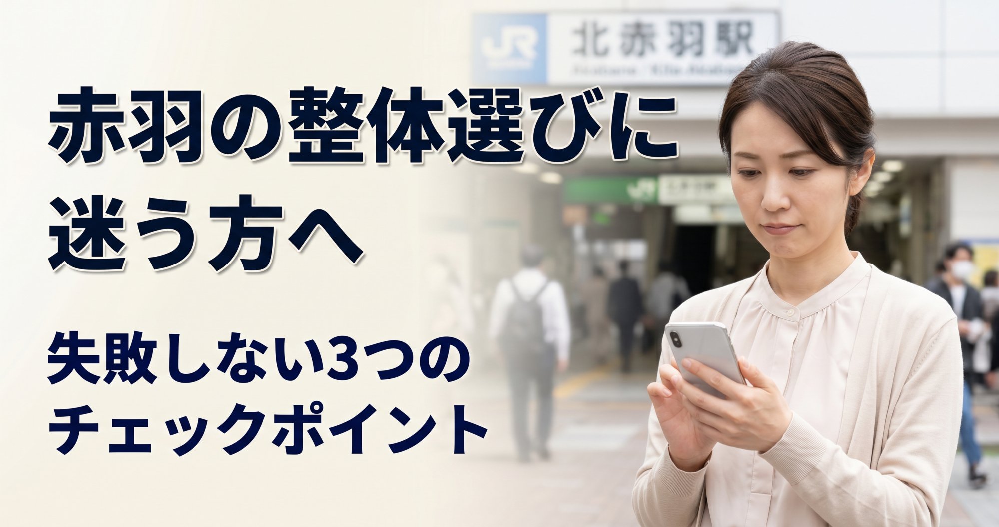 赤羽で整体選びに迷う方へ|失敗しない3つのチェックポイント|こころ整体院 北赤羽駅前院