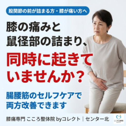 鼠径部の痛み・股関節の詰まり感を改善する腸腰筋セルフケア｜膝痛専門院が解説【横浜市都筑区】