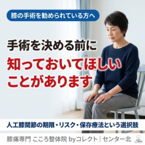 【横浜市都筑区】膝の手術を勧められた方へ｜人工膝関節の寿命・リスクと保存療法という選択肢