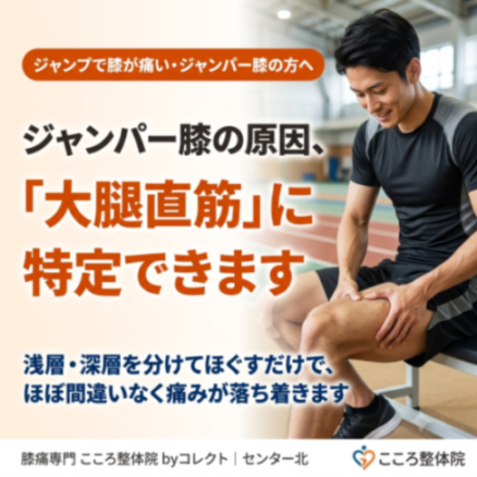 【横浜市】ジャンパー膝（膝蓋腱炎）の原因は大腿直筋だった｜セルフケア・ストレッチを膝専門整体師が解説
