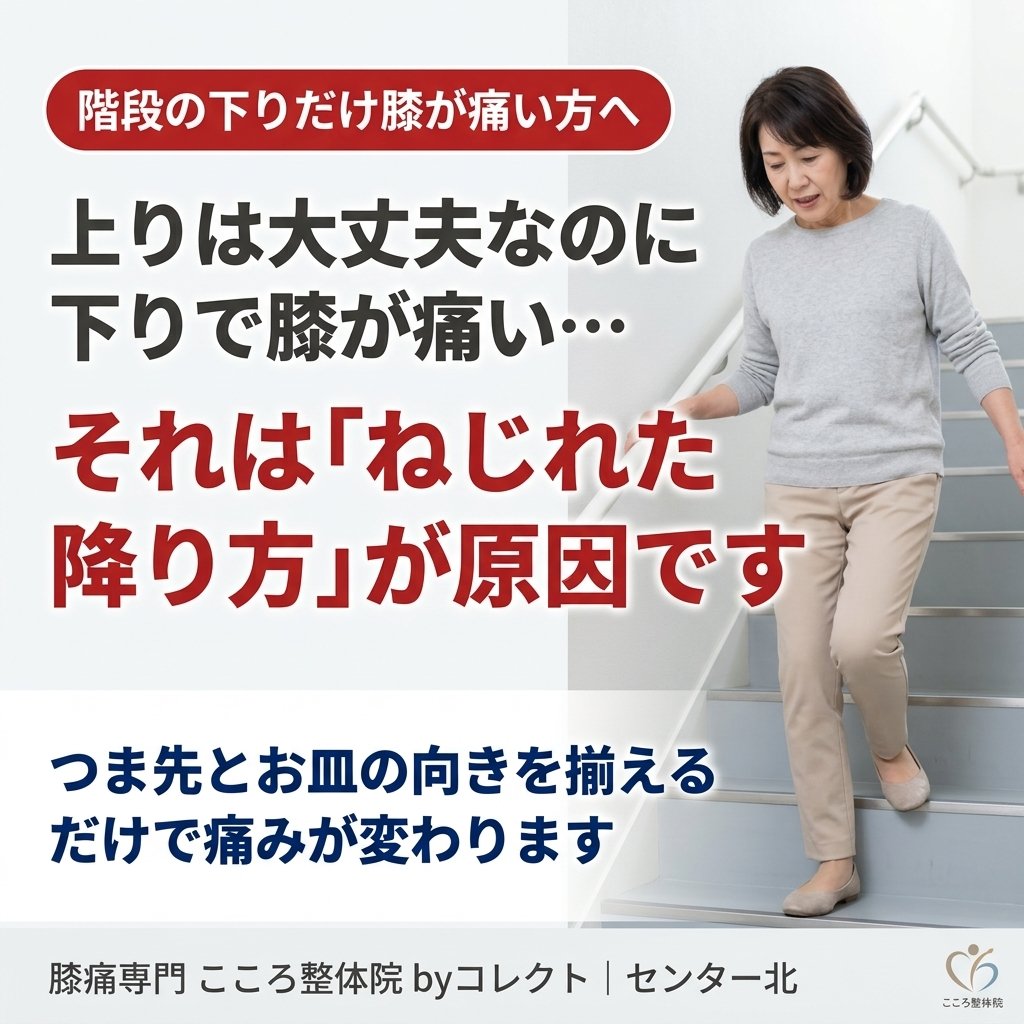 階段を下りるとき膝が痛いのはなぜ？原因は「ねじれ降り」とお皿の位置にあった【専門家解説】