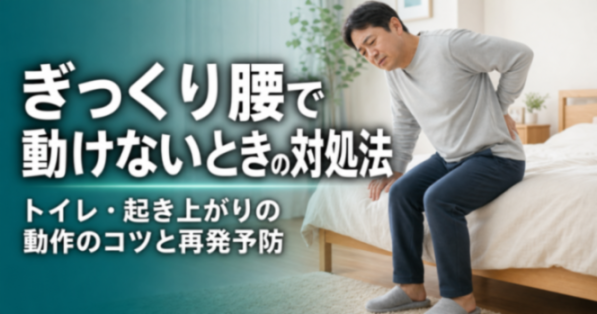 ぎっくり腰で動けないときの対処法|トイレ・起き上がりの動作のコツと再発予防|こころ整体院 広島紙屋町院